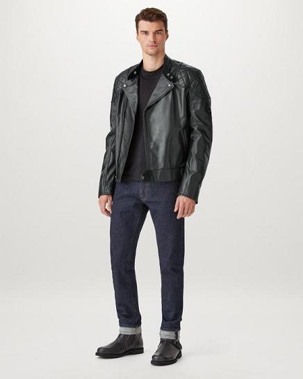 Veste Moto Cuir Belstaff Homme Ivy Noir Soldes DX0418672